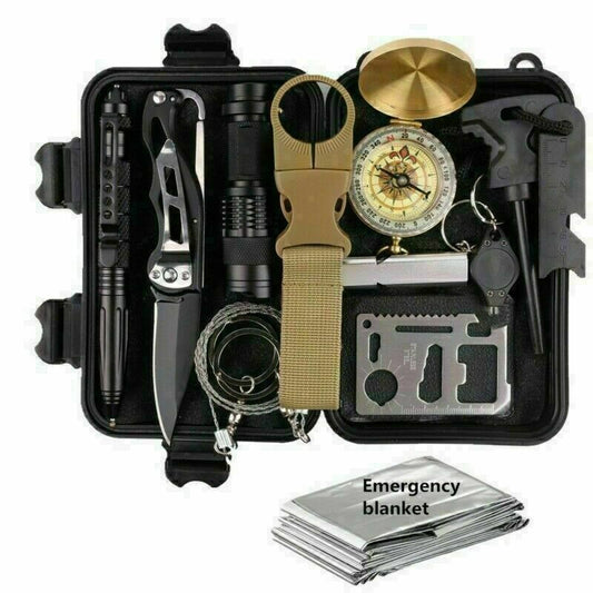 Urban Pulseo - 14-in-1 Outdoor Emergency Survival Kit for Camping, Hiking, and Tactical Gear