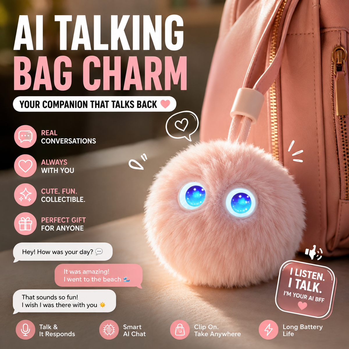 AI Talking Bag Charm — Your Companion That Talks Back