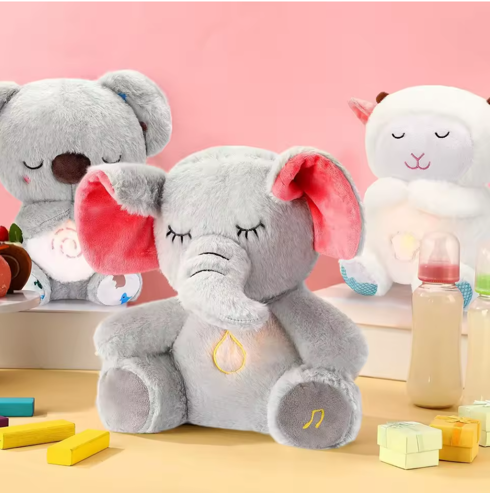 Peluche Éléphant Qui Respire & Musique – Doudou Apaisant Sommeil