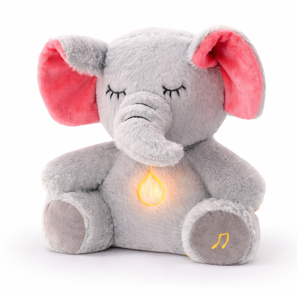 Peluche Éléphant Qui Respire & Musique – Doudou Apaisant Sommeil