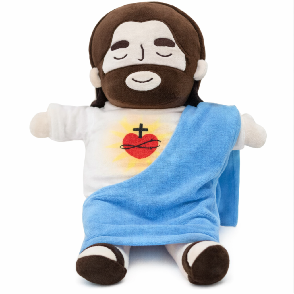 Calming Jesus Plush™ – Plush that Breathes & Plays Music | Christian Gift for Christmas & Baptism