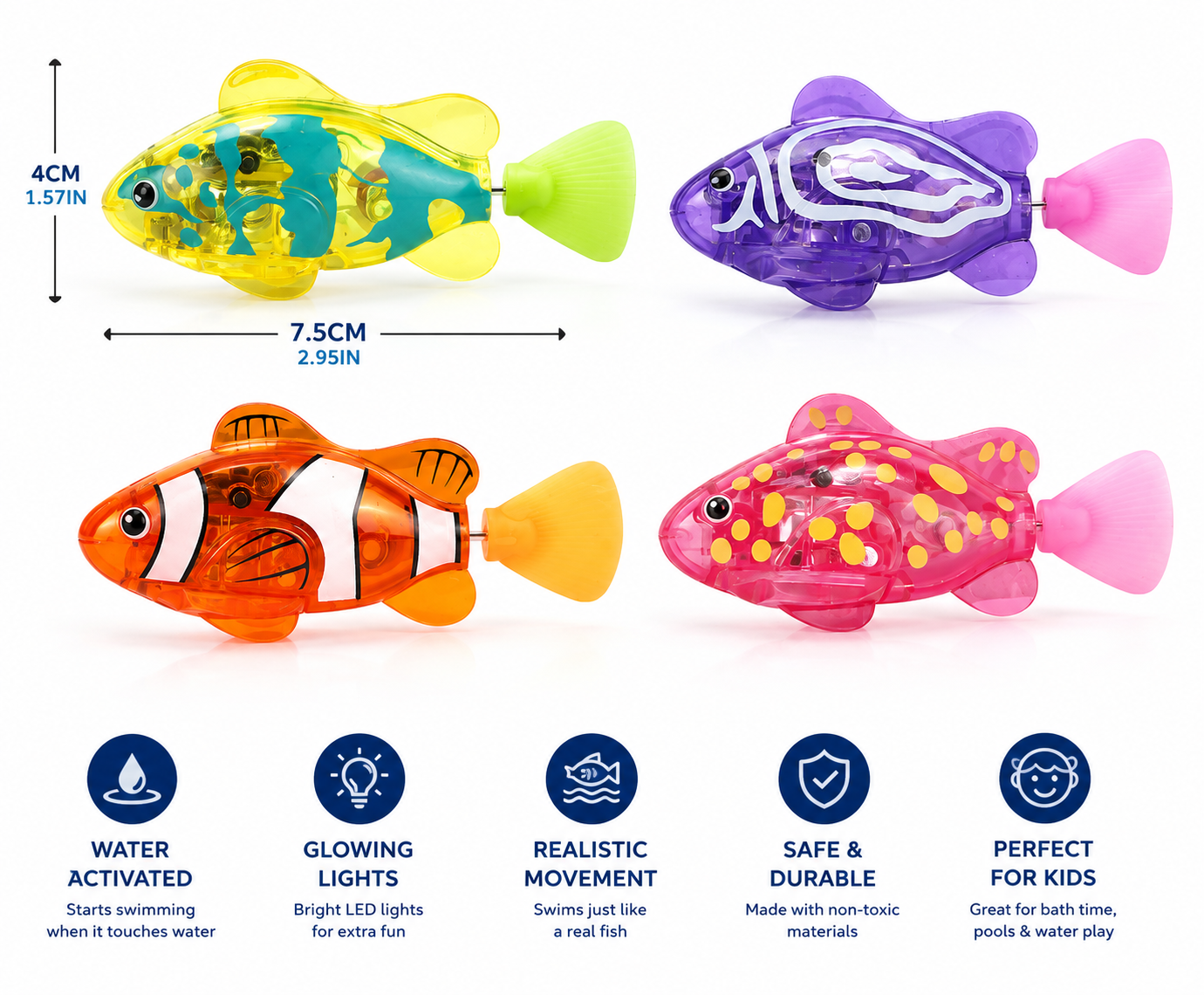 GlowSwim™ Interactive Bath Fish – Premium Light-Up Swimming Bath Toy