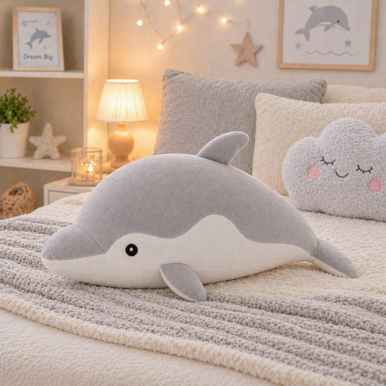 Soft Gray Dolphin Plush