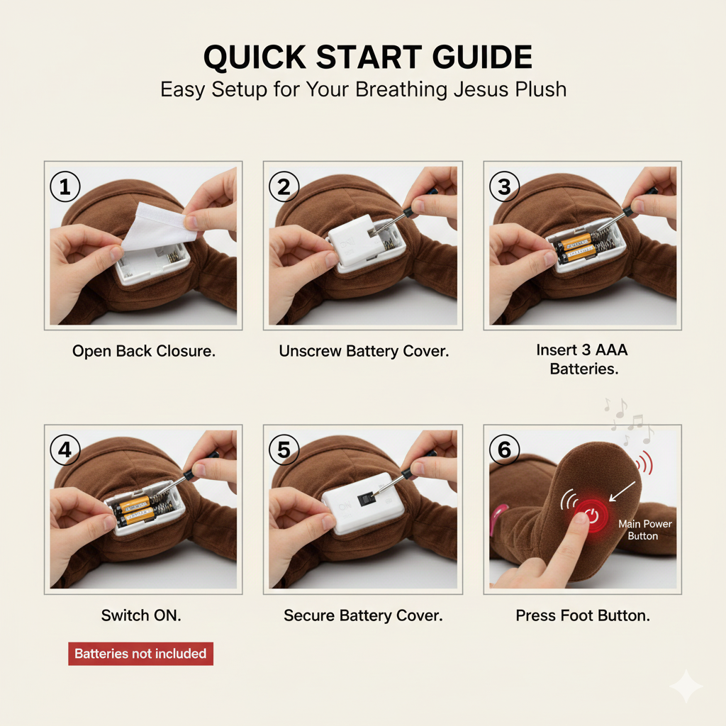 Calming Jesus Plush™ – Plush that Breathes & Plays Music | Christian Gift for Christmas & Baptism