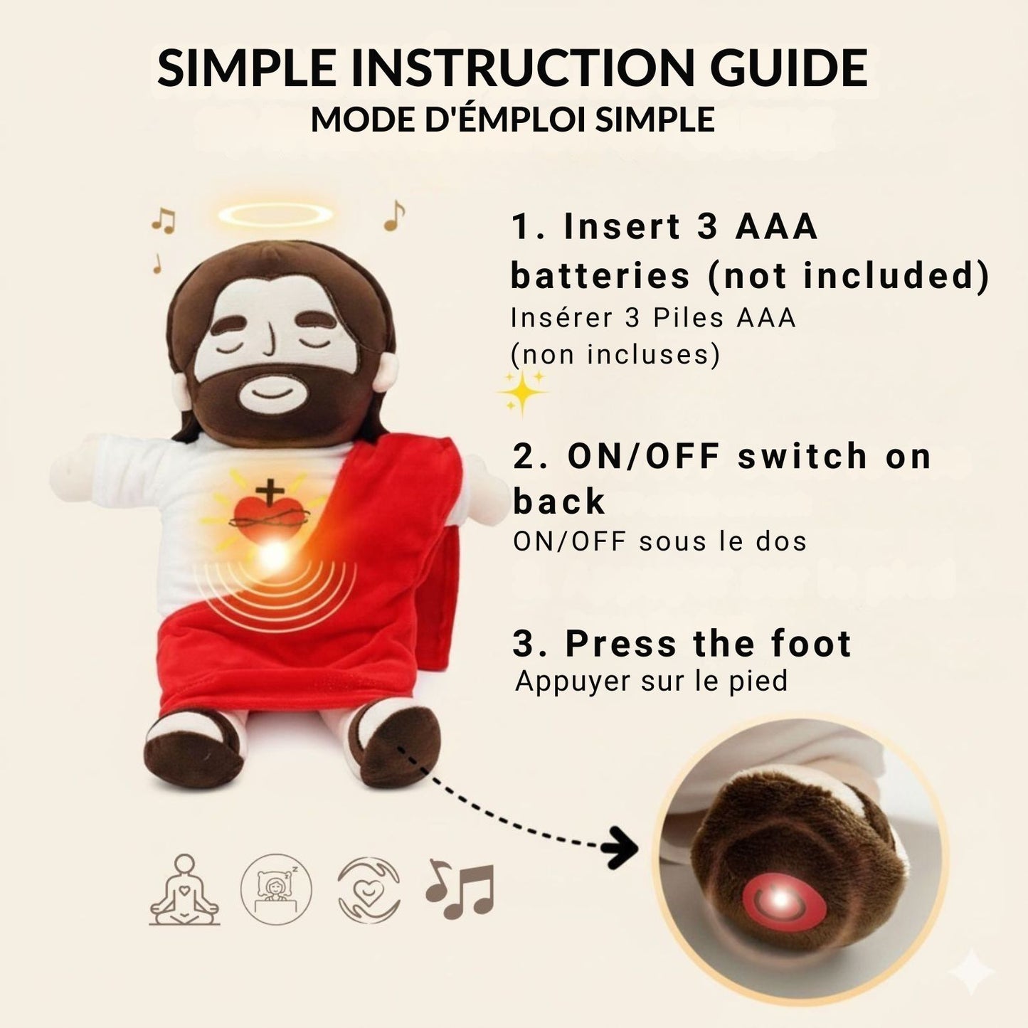 Calming Jesus Plush™ – Plush that Breathes & Plays Music | Christian Gift for Christmas & Baptism