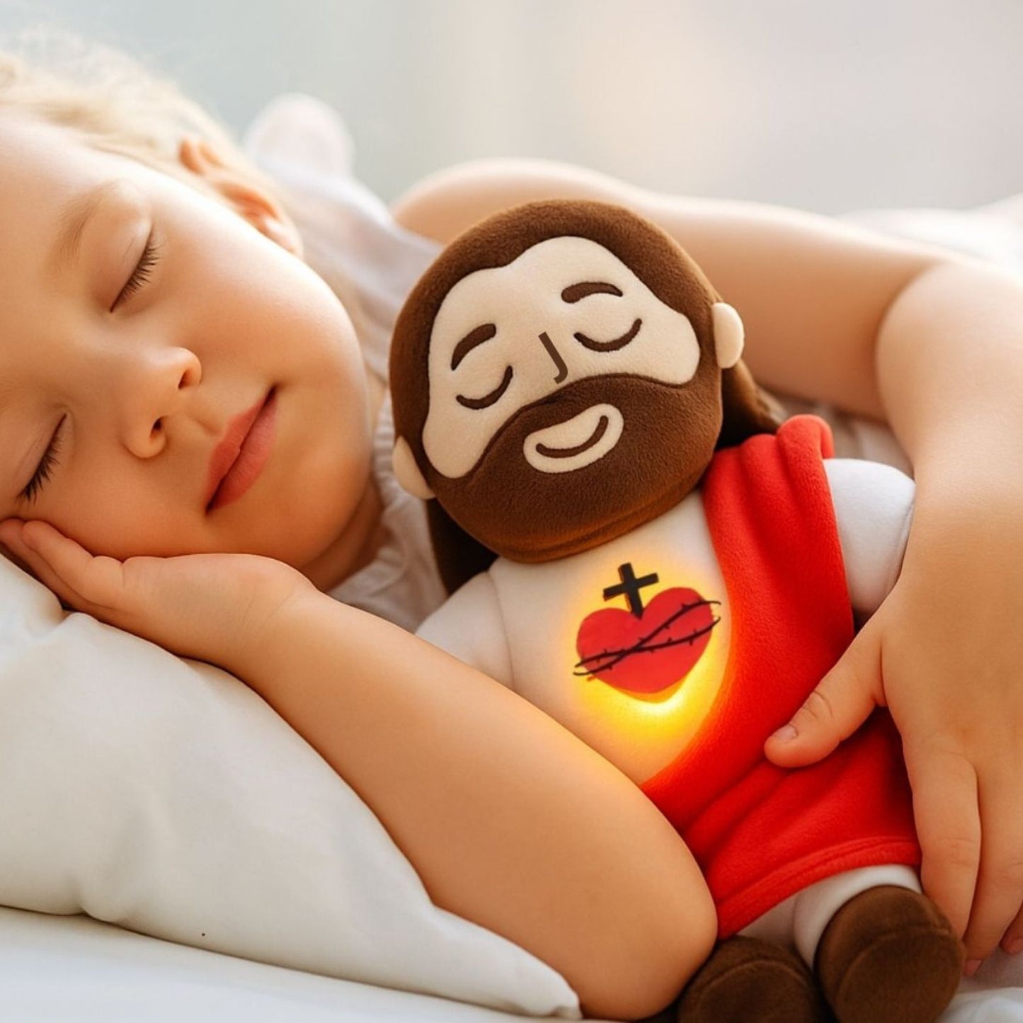 Calming Jesus Plush™ – Plush that Breathes & Plays Music | Christian Gift for Christmas & Baptism