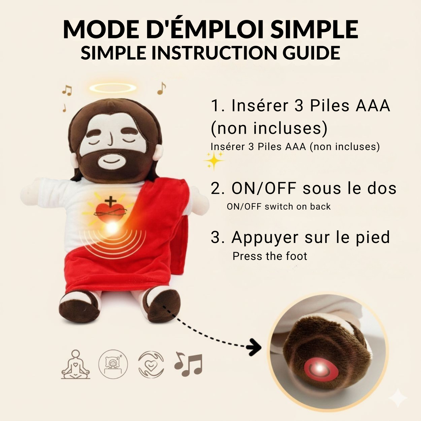 Calming Jesus Plush™ – Plush that Breathes & Plays Music | Christian Gift for Christmas & Baptism