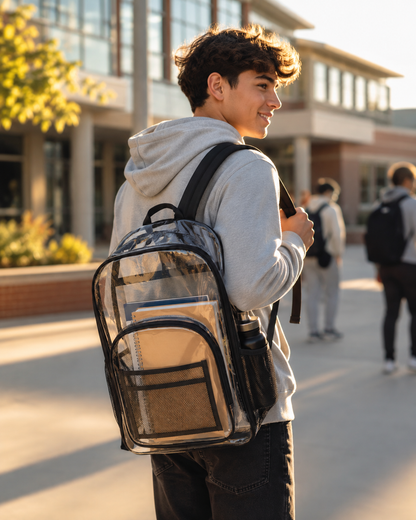 Clear Backpack – See-Through Waterproof PVC Bag for School & Everyday